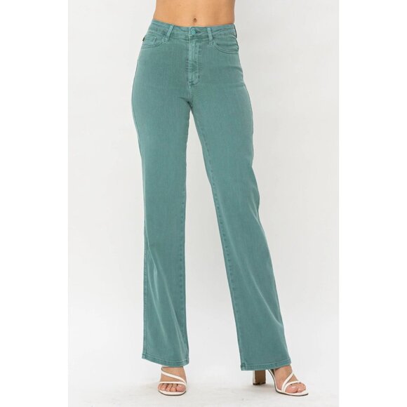 Judy Blue Women's High Waist Sea Green Garment Dyed 90s Straight Leg Jean 3/26 - Picture 2 of 7